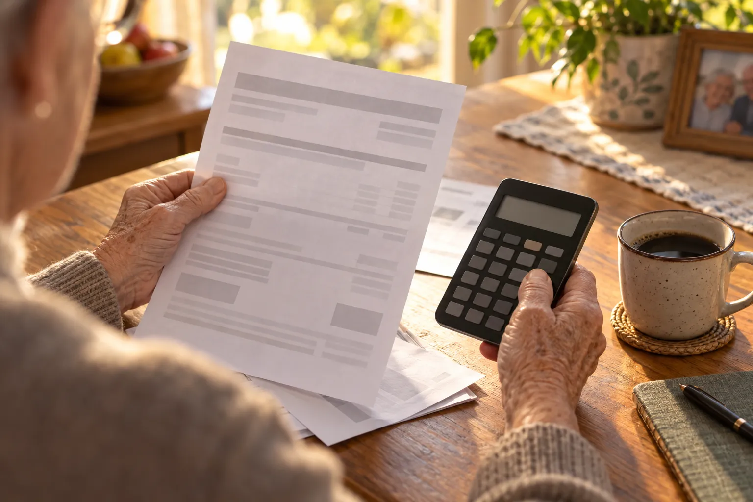 Aposentado conferindo o contracheque em casa